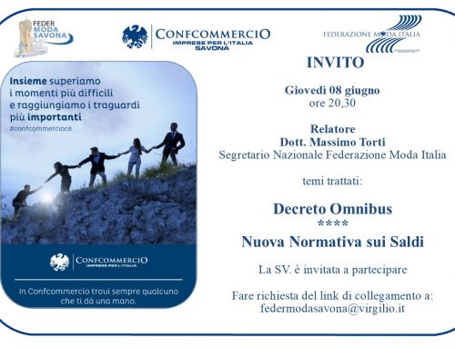 Invito riunione On Line Decreto Omnibus – Nuova Normativa sui Saldi